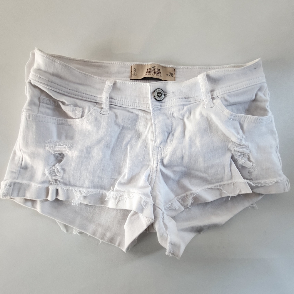 Hollister Low Rise Short Short Classic White Denim Shorts Womens Size 3